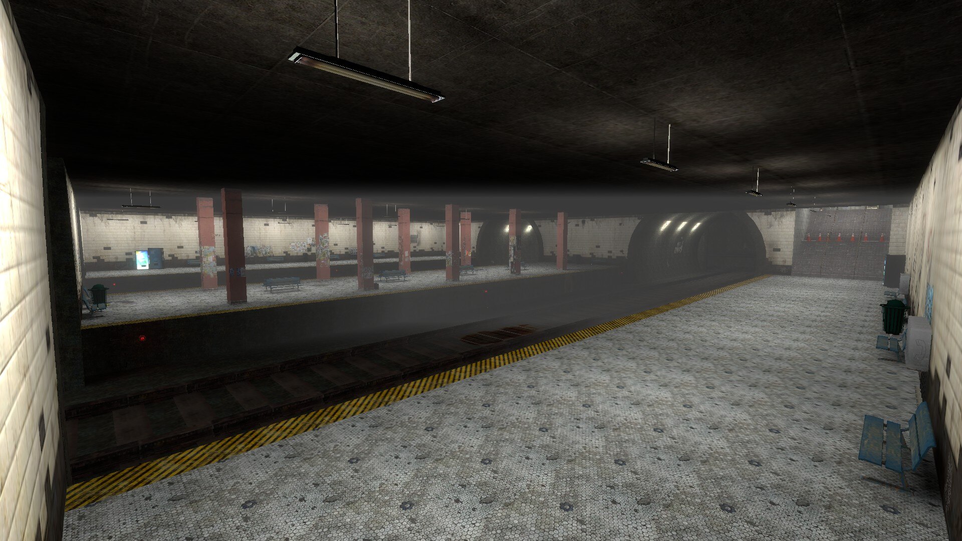 Screenshot of my Trouble in Terrorist Town map that takes place on subway tracks.